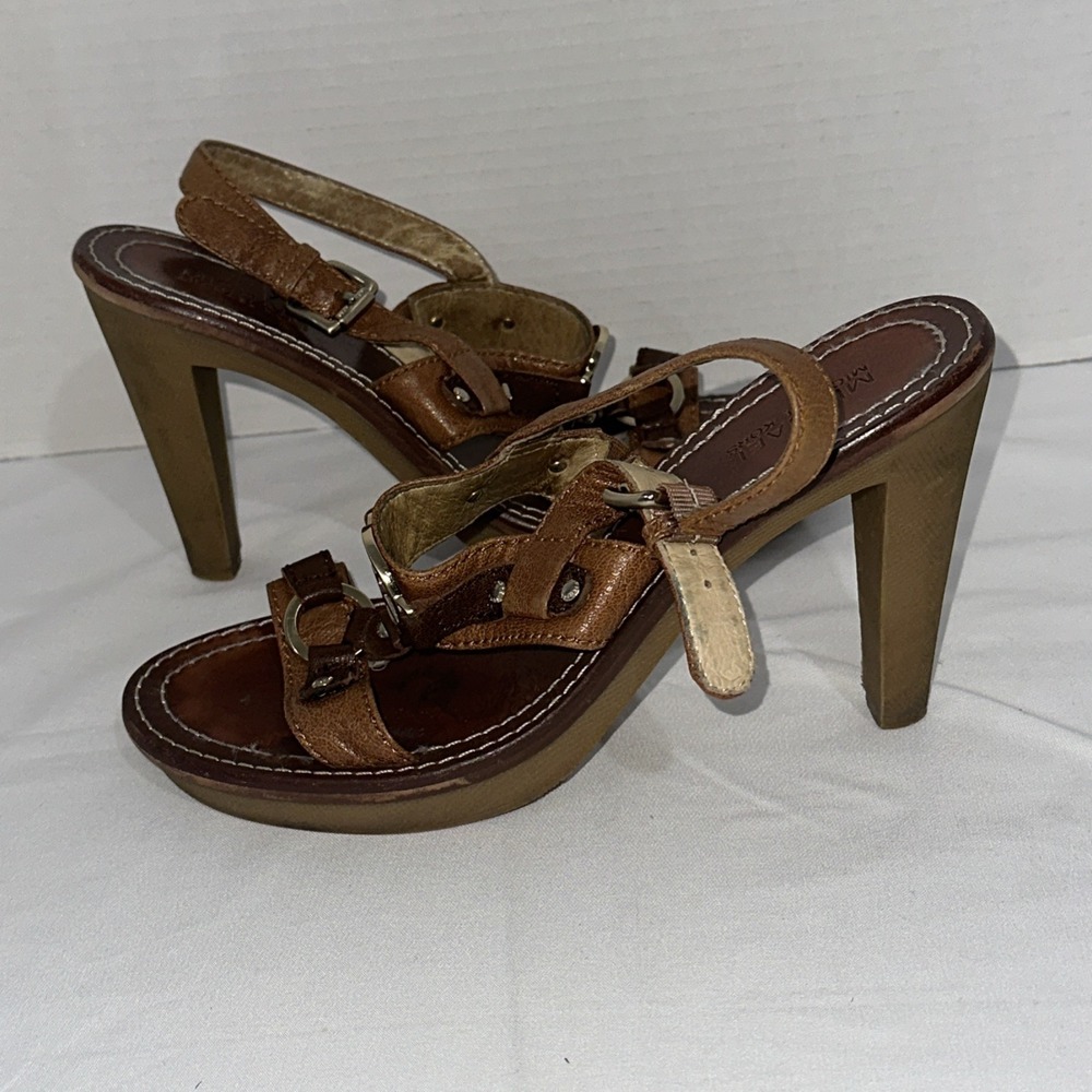 Michael Kors Dayton Sling Brown Open Toe Sandals Heels Women's Strappy SIZE 7.5 - Picture 6 of 11